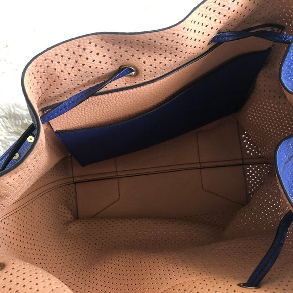 Armani Exchange Perforated Bucket Bag, Blue - Picture 4 of 5